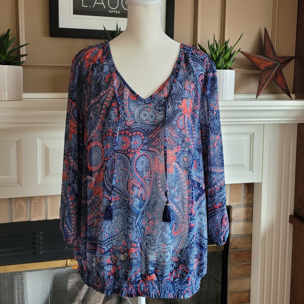 XL Lucky Brand Boho-Style Blouse